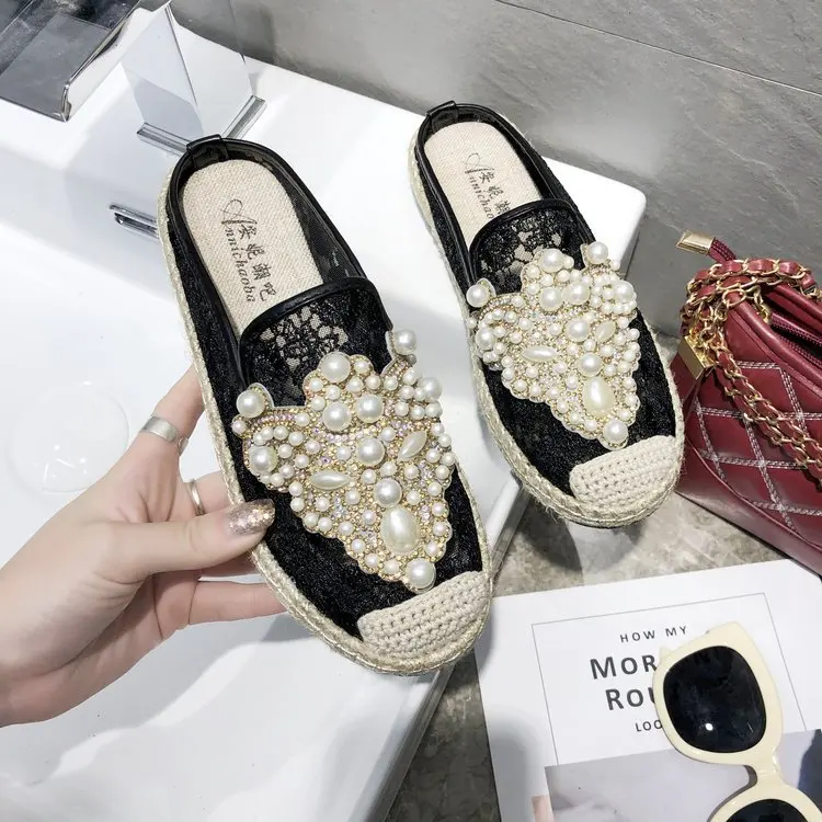 Туфли женские на плоской подошве мягкие холщовые элегантные лоферы без застежки