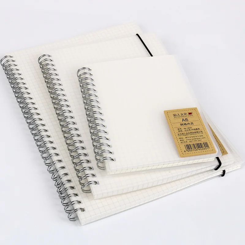 

Frosted transparent coil notebook A5 Notepad Soft cover simple loose-leaf Horizontal line Grid Class Notebooks School Office