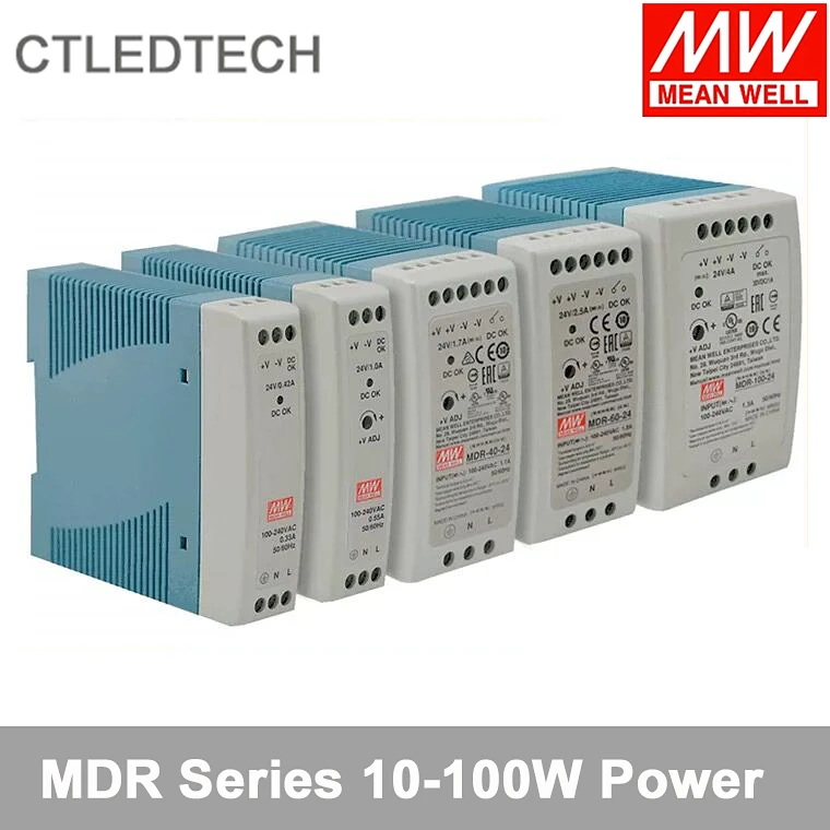 Mean Well MDR-100-12 12 В 24 в 48 100 Вт импульсный источник питания на DIN-рейке маленького
