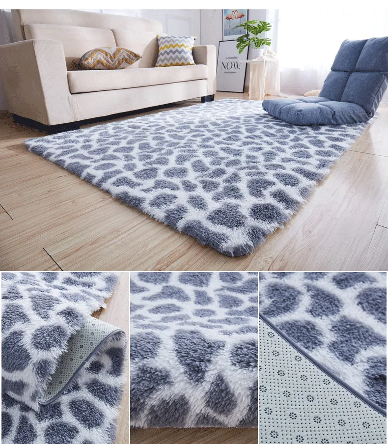 Tie-dye bedside mat thicken balcony coffee table blanket encryption plus soft color solid floor living room leopard carpet | Дом и сад