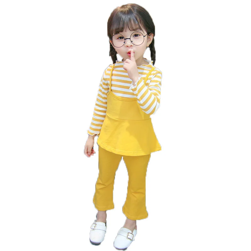 

New Spring Autumn Children Clothes Suit Baby Girl Lovely Striped T Shirt Pants 2pcs/sets Kids Infant Clothing Toddler Sportswear