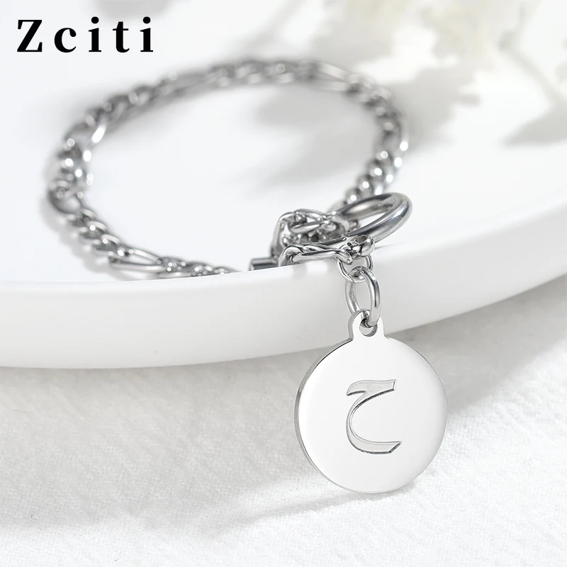 

Custom Engraving Arabic Letter Pendant Bracelet For Women Personalized Stainless Steel Bracelet Arabic Female Jewelry Hand Chain