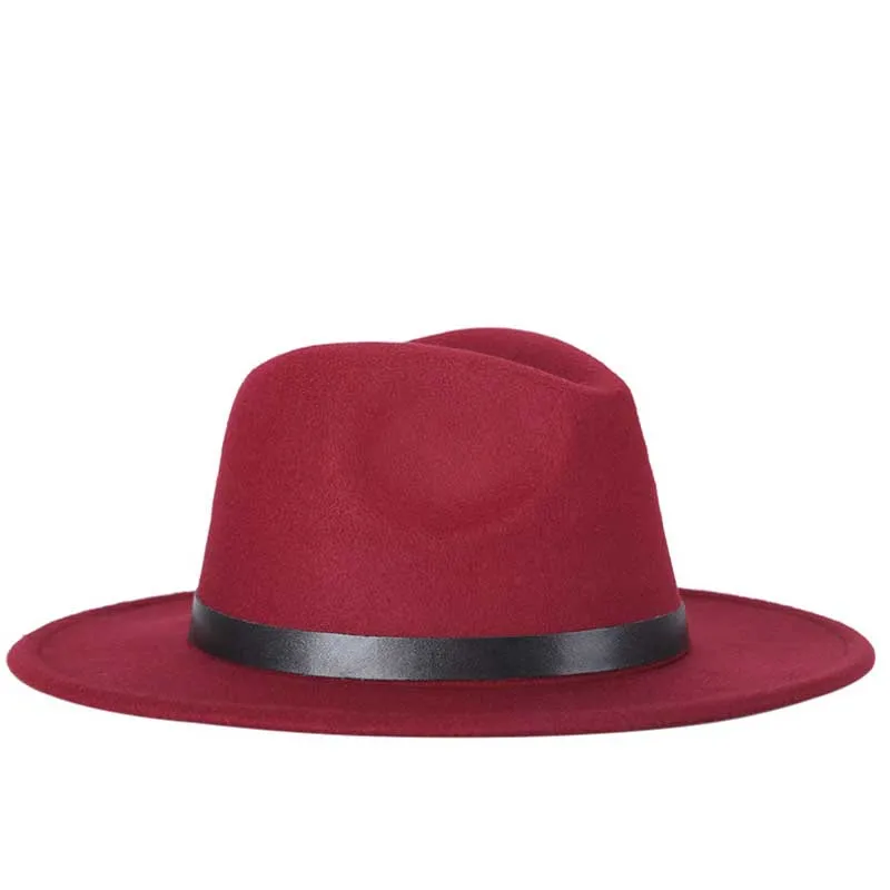

Fedora Hat Men Women Imitation Woolen Winter Women Felt Hats Men Fashion Black Top Jazz Hat Fedoras Chapeau Sombrero Mujer