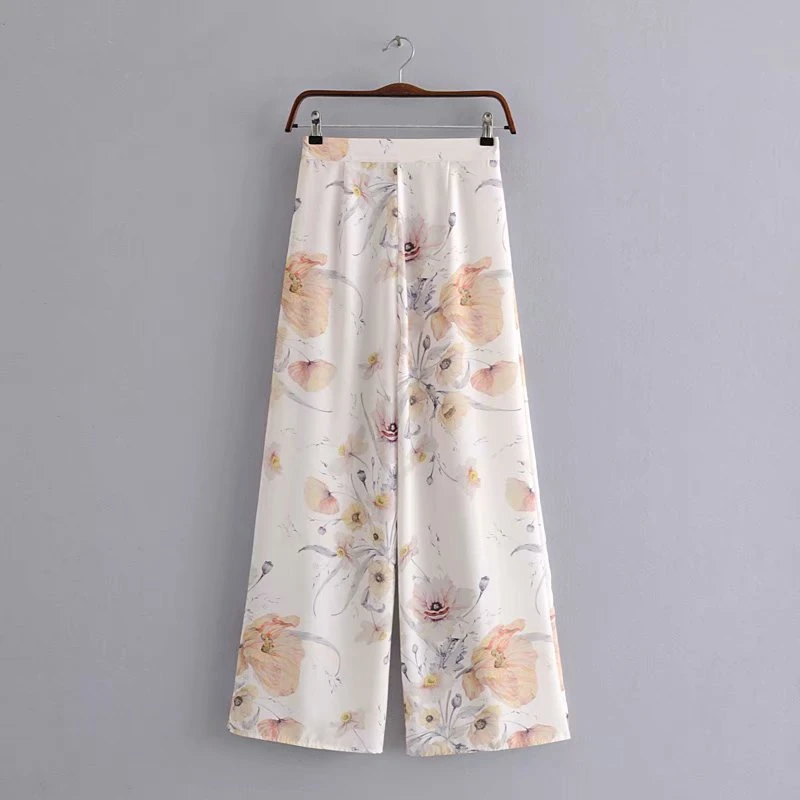 Винтажные шикарные Летние Элегантные женские брюки с цветочным принтом в