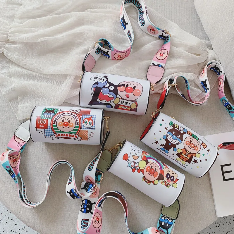 

Kids Plush Backpack Box Rainbow Small Cylinder Bag Cartoon Anime Anpanman Mini Backpack Boy Girls Messenger Shoulder PU Bags New