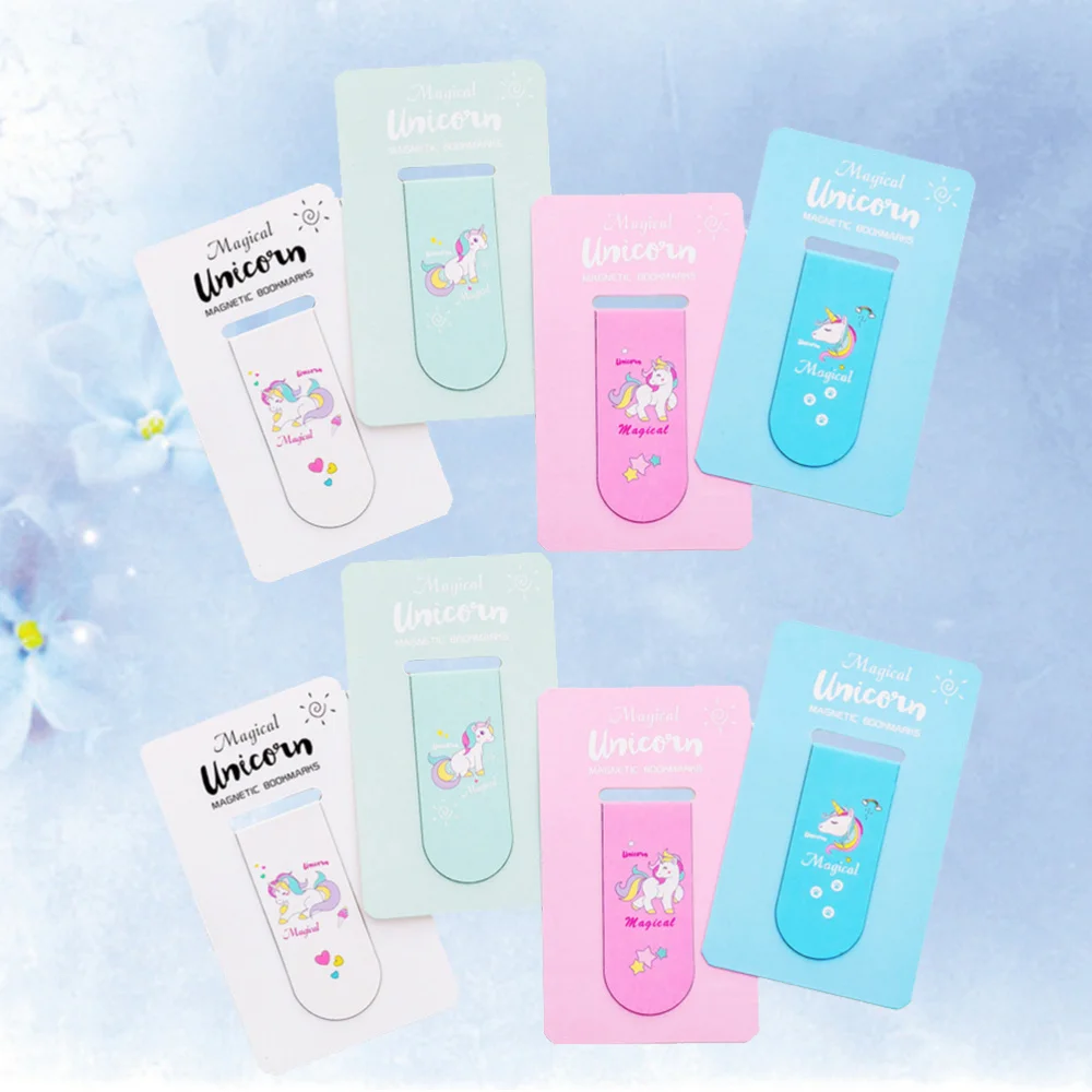 

8Pcs Unicorn Shaped Bookmark Magnet Bookmark Paper School Office Supply(Mixed Color)