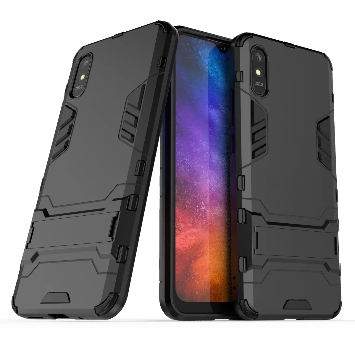 Чехол для Xiaomi Redmi 9A чехол резина + жесткий пластик задняя крышка с подставкой 7 8 9 6A