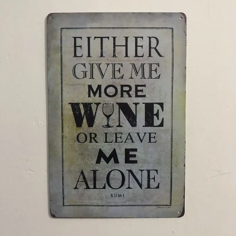 

[Luckyaboy] Give me more wine Retro Metal Sign Plaque Wall Art Painting Plate Pub Bar Garage Home Decor Vintage Tin Signs