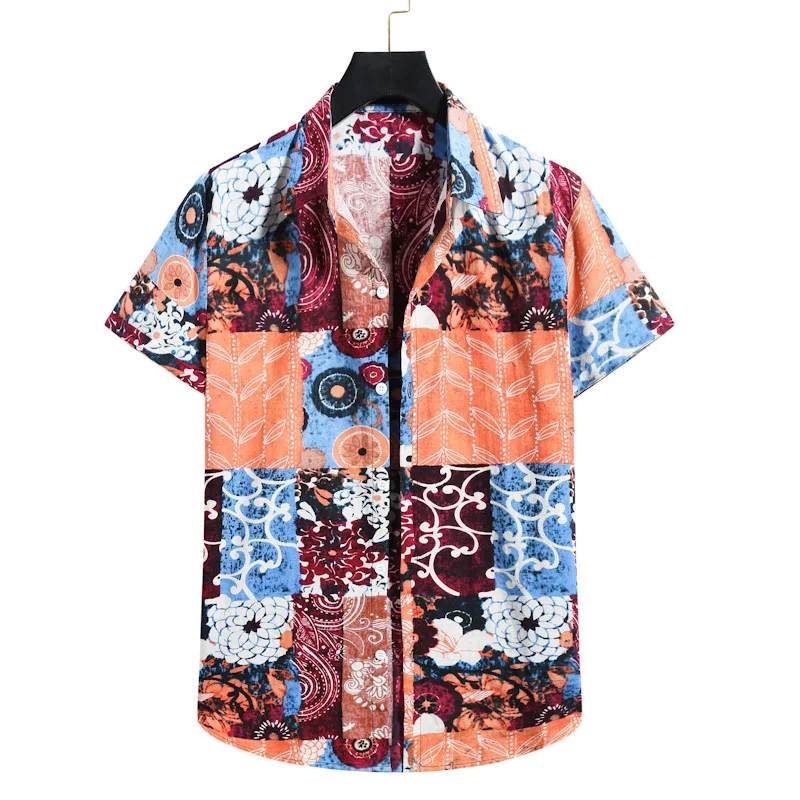 

Hot Sale Shirt Men 2021 Summer New European American Men's Clothing Casual Fashion Printed Shirt Cardigan Short Sleeve