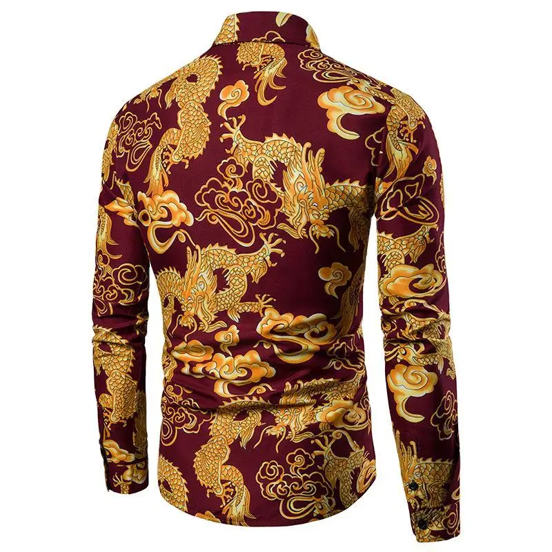 

Men Fashion 2021 Spring New Product Long-sleeved Shirt Men's Printed Shirt Lapel Camisas Para Hombre