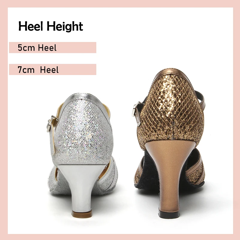 DKZSYIM Girl Dance Shoes Ballroom Women Latin Shoes Ladies Modern Jazz Comfortable Shine Close Toe High Heel Dance Sneakers