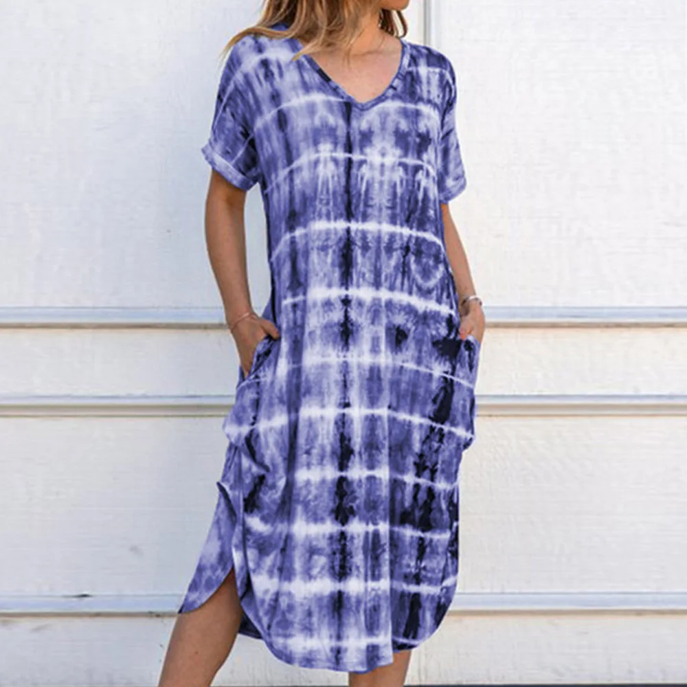 

Dress V-neck Wide Loose-fork Print Dress Plus Size Women Clothes 2018 V-Neck Vintage Print Summer Dresses Gothic 2020