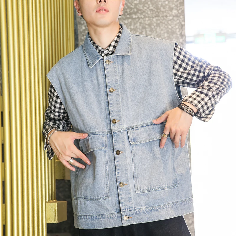 Джинсовый жилет летняя одежда тонкая хлопковая Свободная куртка в Корейском