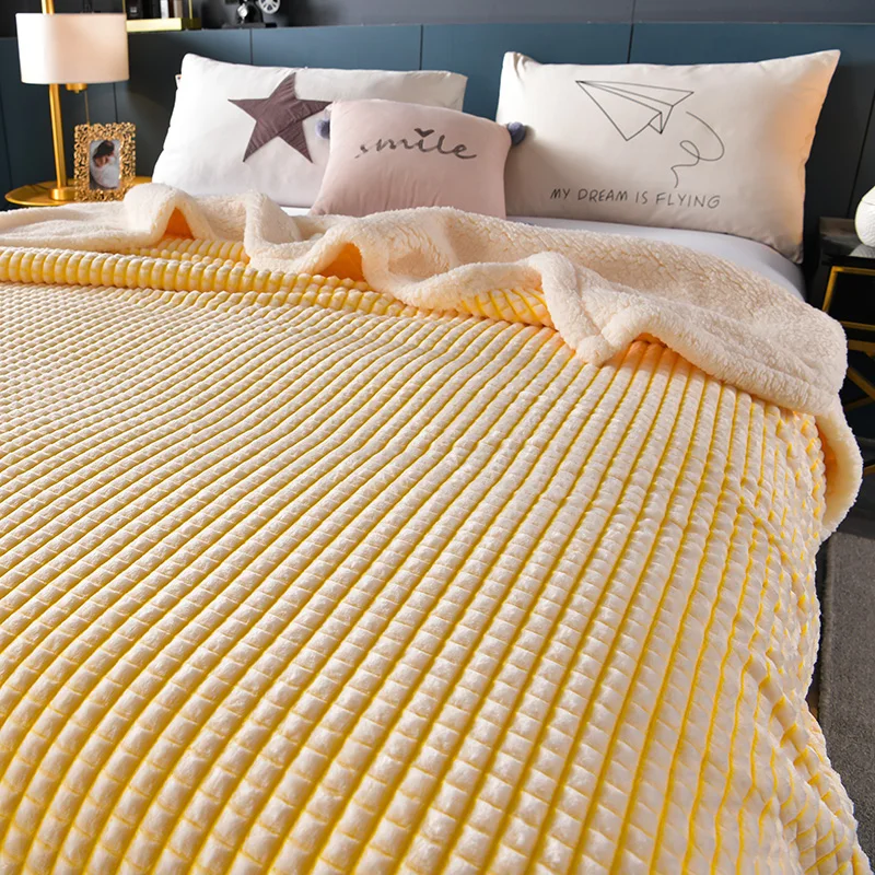 

200x230cm Super Soft Double Layer Wool Blanket Adult Thick Warm Winter Flannel Blankets Household Bedroom Milk Velvet Bedspread