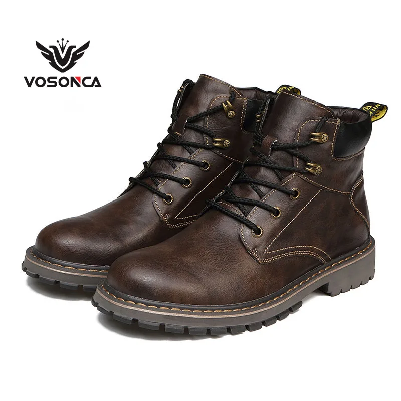 Мужские ботинки из воловьей кожи винтажная повседневная обувь на шнуровке