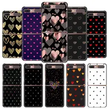 Black Hard Phone Case For Samsung Galaxy Z Flip Cover For ZFlip 5G Luxury Back Capa Thin Fundas Bag Animal Cute Love Heart
