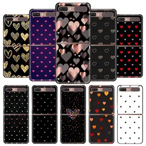 black hard phone case for samsung galaxy z flip cover for zflip 5g luxury back capa thin fundas bag animal cute love heart free global shipping