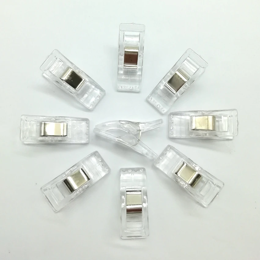 50Pcs High Quality Multicolor Plastic Clips Holder DIY Patchwork Fabric Quilting Craft Sewing Knitting Suspender Clip - Цвет: white