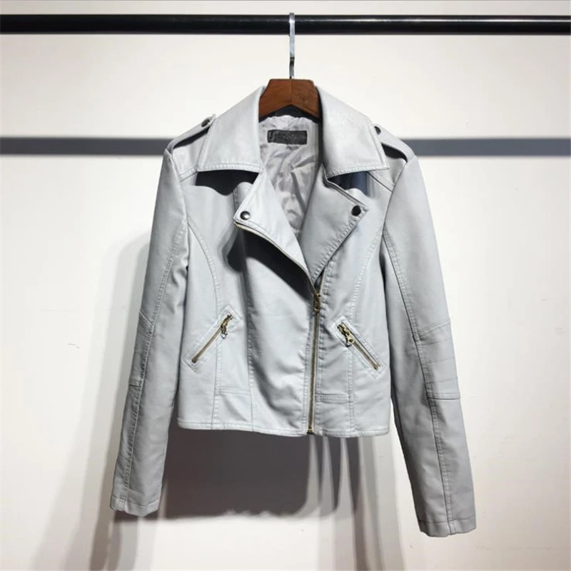 

Woman Spring Leather Veste Pu Jackets Autumn Leather Coats Female Oversize Pu Jacket Slim Pu Motorcycle Coat Chaqueta De Moto