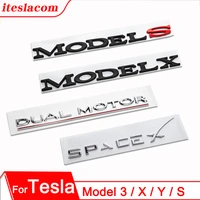 2021 car trunk 3d metal letter sticker tesla logo letters tail letter label for tesla model y 3 s x three model3 accessories