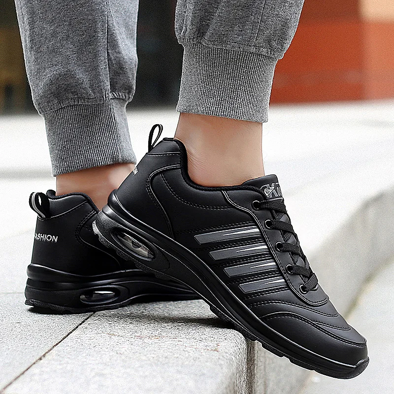 

Air Cushion Running Shoes for Men Pu Leather Men's Sneakers Non-slip Sports Male Shoes Comfortable Gym Trainers Otr Jogging 44