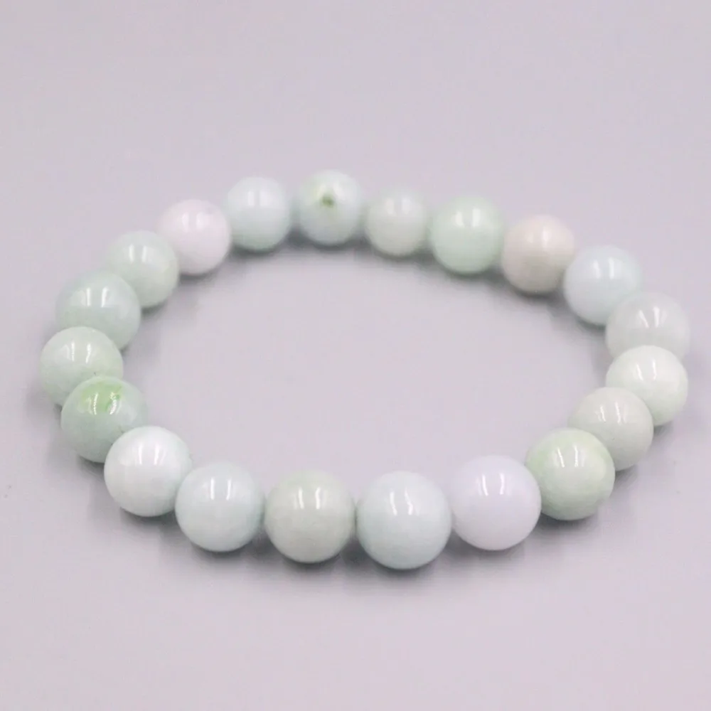 

Genuine Real Natural Grade A Jade Jadeite 10mm Beads Bracelet For Women