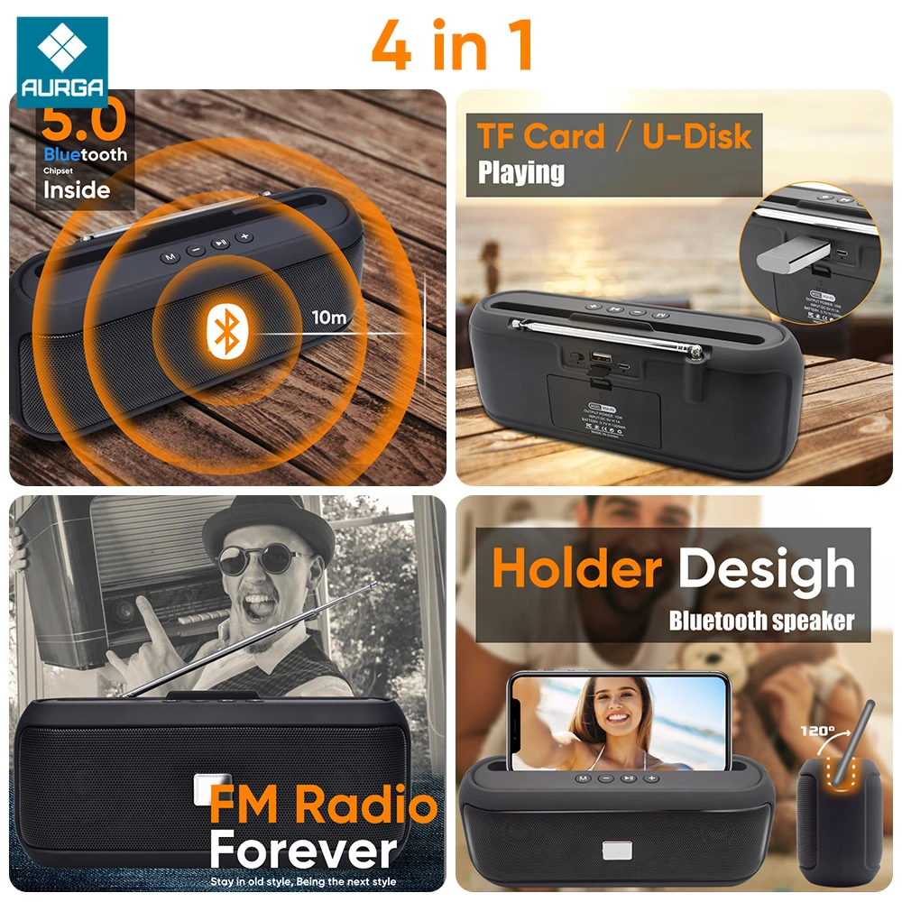 

Портативная Bluetooth-Колонка Deelife с радио, FM-радио, 10 Вт, стерео, для улицы, мощная музыкальная Беспроводная колонка s для телефона