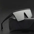 Солнцезащитные очки унисекс, с градиентными линзами, с плоским верхом, с градиентными заклепками, винтажные зеркальные, UV400, 2021, квадратная Большая рама