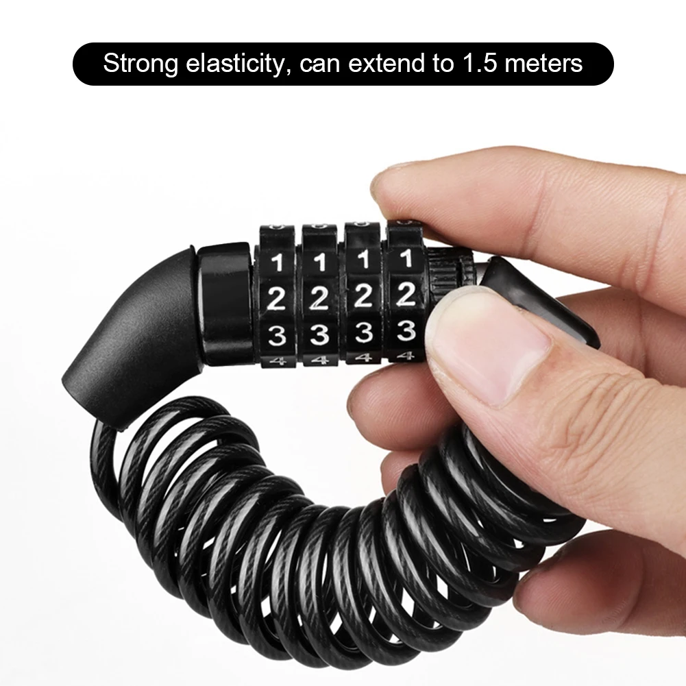 Bicycle Lock Steel Cable Chain Security Anti-Theft Combination Number Code 4 Digit Lock Password Safety Bicycle Accessories