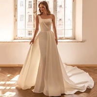 eightree 2022 wedding dresses one shoulder mermaid satin bride dress sexy sequines sweep train wedding evening gowns plus size
