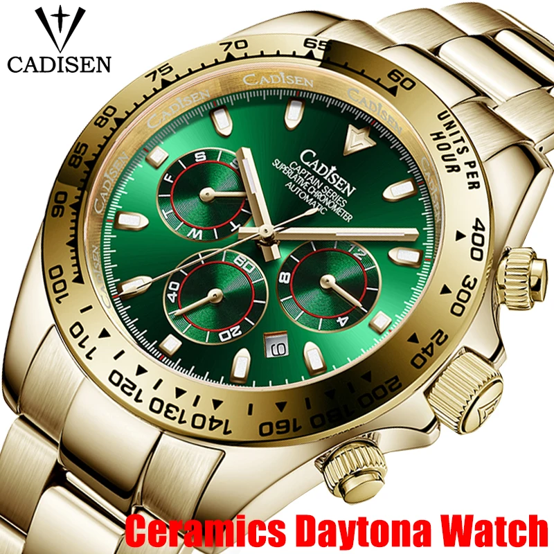 

NEW CADISEN Top Brands Black Men Watches Luxury Men Wristwatch Stainless Steel Sapphire Glass Sport Waterproof 100M Male Clock