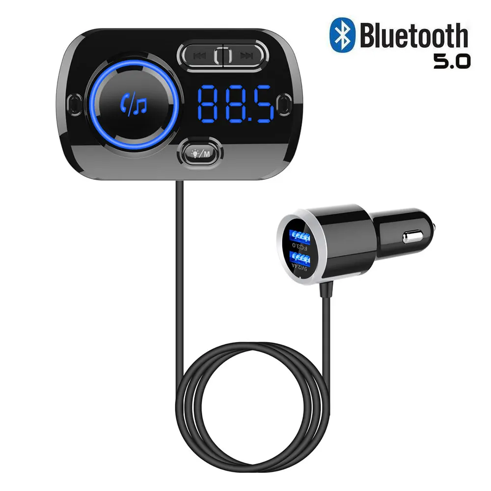 QC 3 0 Bluetooth 5 Универсальный fm-передатчик автомобильное зарядное устройство