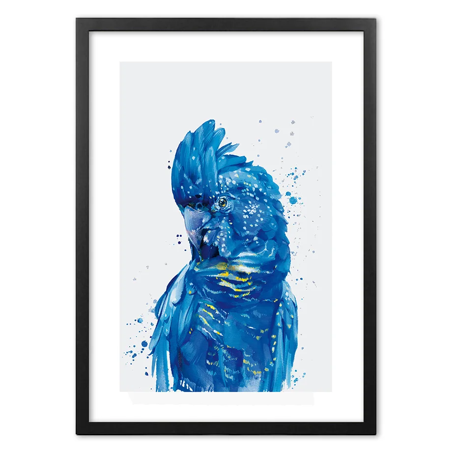 Современная северная ручная рисованная картина "Синий ара" на бумаге для украшения гостиной.