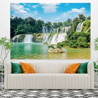 laeacco wall tapestry nature landscape printed mandala bohemian wall beautiful large waterfall scenery home decor