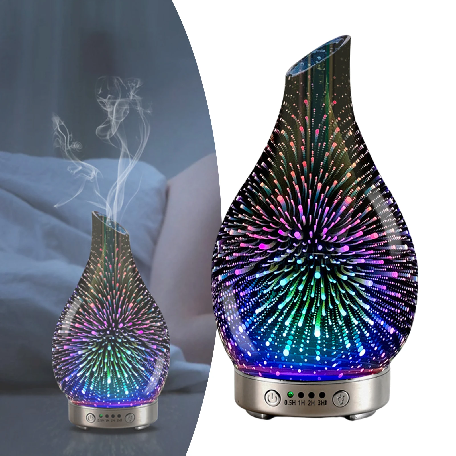 3D Glass Essential Oil Diffuser Aromatherapy Ultrasonic Humidifier Night Light Timer Setting Yoga SPA | Дом и сад