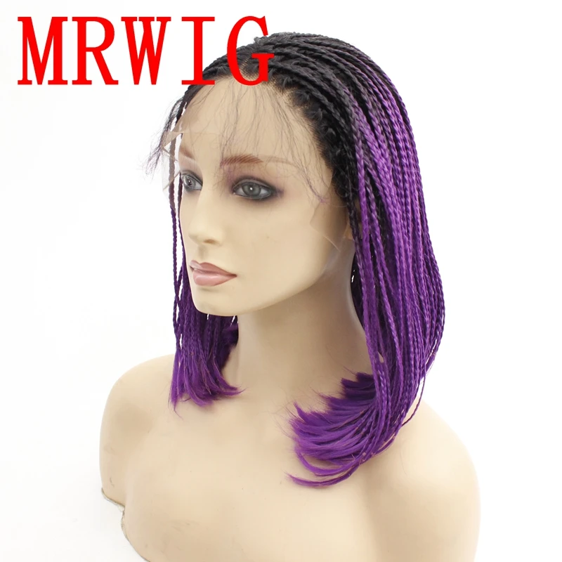 MRWIG короткие плетеные косички синтетический передний парик шнурка настоящие
