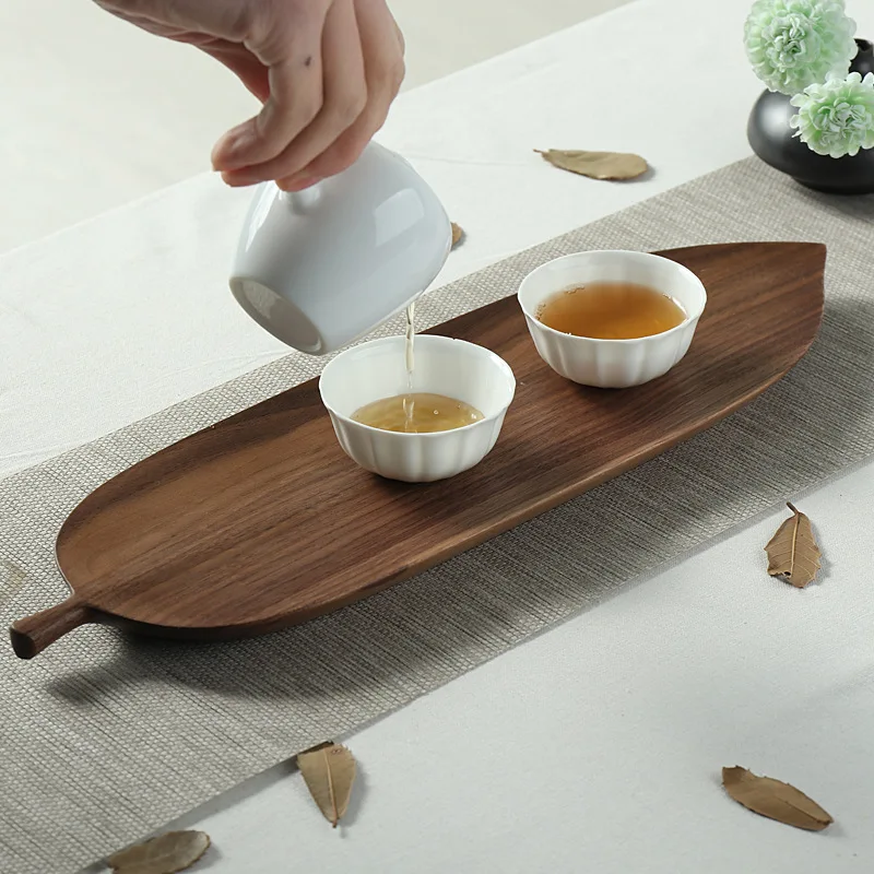 

Walnut Leaf Wood Pan Plate Fruit Dishes Saucer Tea Tray Dessert Dinner Bread Beech Wood Plate storage Trays