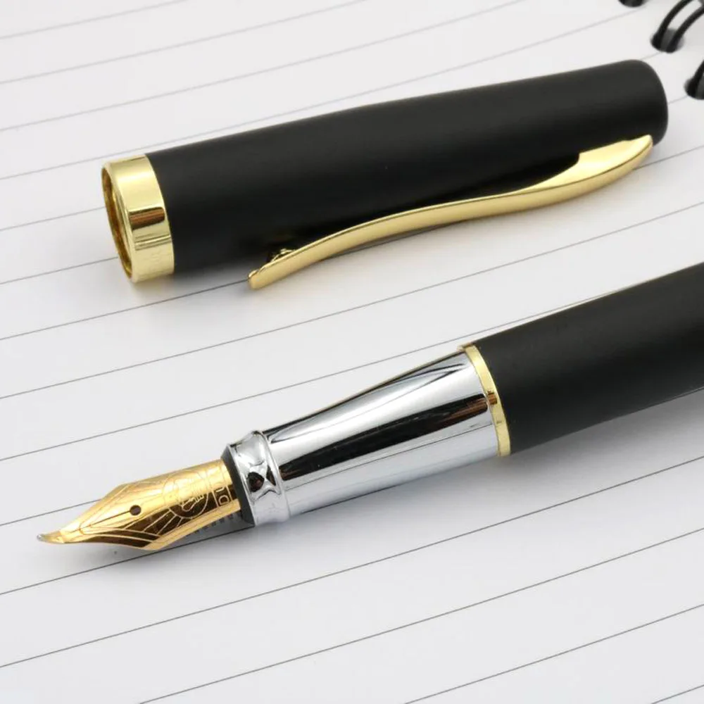 Classic Duke 209 Fountain Pen Golden Matte Black 1.0MM Bent Fude Nib Ink Business Stationary