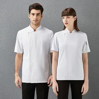 medical fabric short sleeve chef uniform bakery food service cooking hotel unisex kitchen jackets canteen patisserie workwear