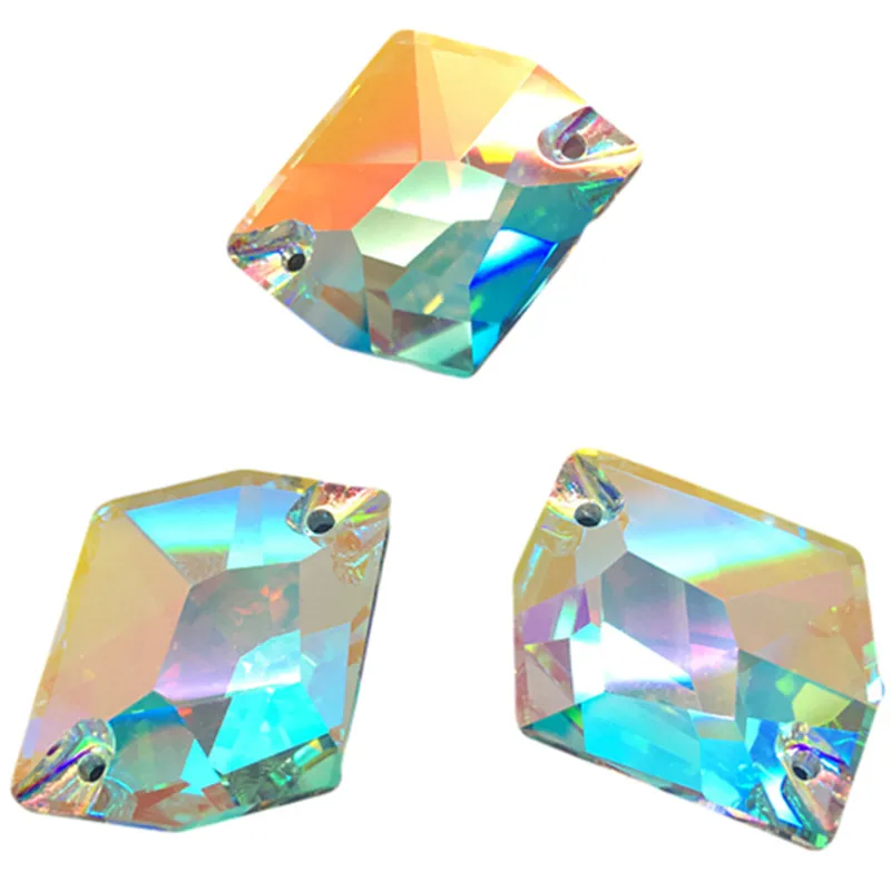 TopStone K9 Crystal Cosmic Sew On Rhinestone Clear AB Flatback 11x14 13x17 16x21mm Strass Sew-on stone Dress Clothing | Дом и сад