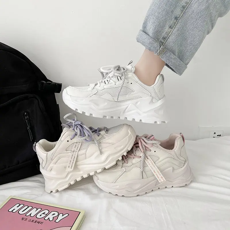 

Новинка весна-лето Женские однотонные туфли с плоской подошвой 2021 женские студенческие дышащие спортивные женские туфли из сетчатого мате...