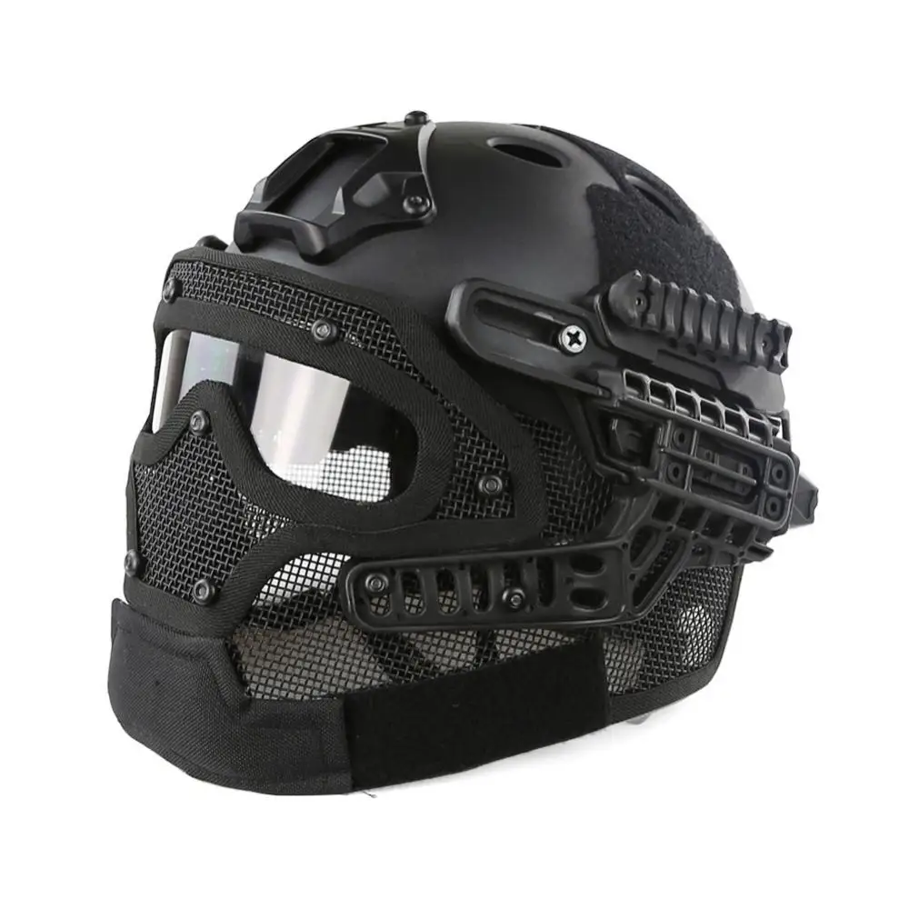 

High Quality Full-Covered Helmet with Mask Wire Helmet One Solid Color Helmet