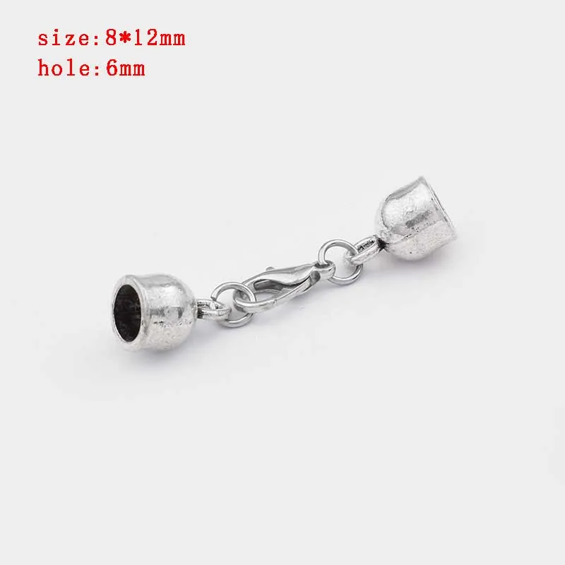 12 5 sets Zinc Alloy Clasp Lobster Clasps Hook End Caps Connectors For 5/6/7/8/10mm Leather Cord Bracelet Necklace Jewelry Making - Цвет: 12