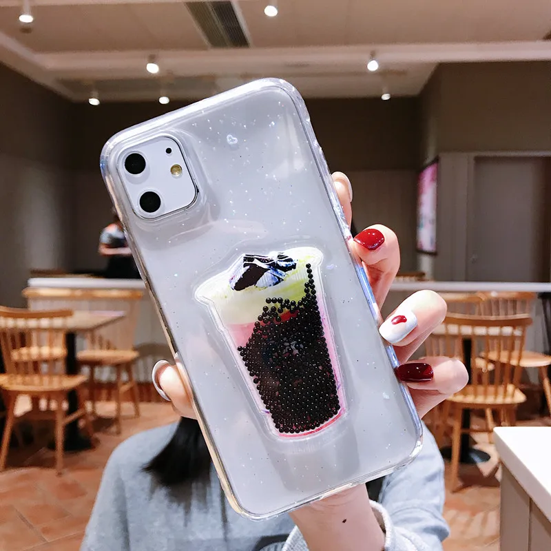 Блестящий Прозрачный чехол для телефона iPhone 11 Pro Max X XR Xs с блестящими листьями