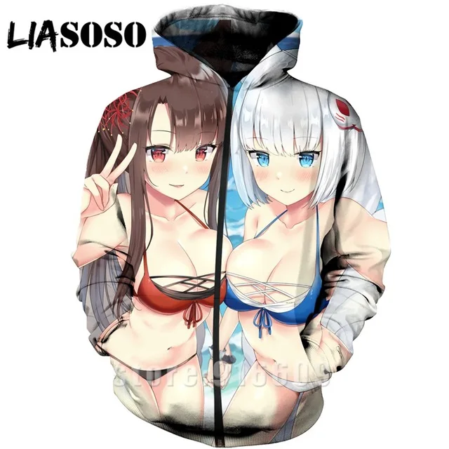 Модные толстовки с капюшоном Привлекательный Топ аниме принтом loli Лазурный лук