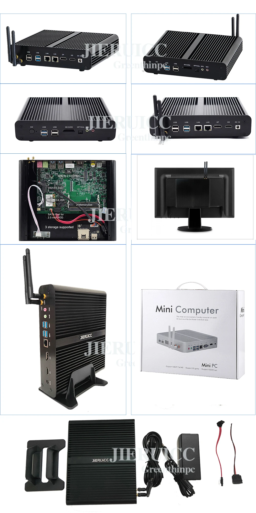 Новое поступление Intel Core i7 7560U Intel Kaby Lake-ULT безвентиляторный мини компьютер Win 10 4K HTPC Intel HD graphics