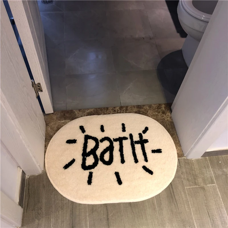 

Letters Bath Mat Anti Slip Floor Mats Entrance Door Mat Water Absorption Bathroom Carpet Hallway Porch Area Rugs