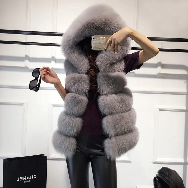 

Mid-length ultra-Dalian hat padded vest vest fur mink fur coat