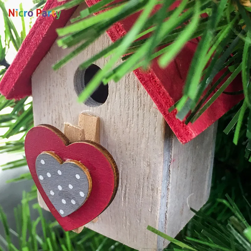 Nicro Деревянные Подвески на рождественскую елку маленький деревянный домик милые