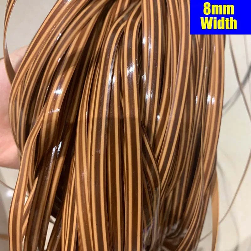 

8mm 500g Coffee 3 Lines GradientFlat Synthetic Rattan Material Diy Handmade Home PE Rattans Roll Knit Repair Chair Table Basket